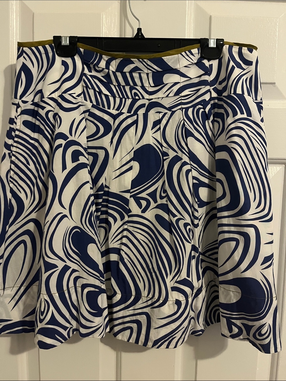 Blue & White Swirl Print Skirt